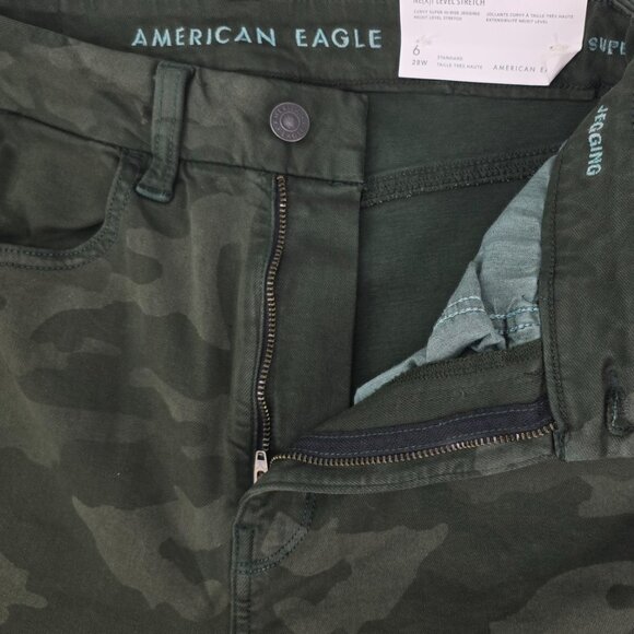 American Eagle Camo Jeggings Women 6 Curvy Super High Rise Stretch NEW - Picture 6 of 9